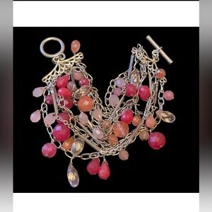 White House Black Market Pink Quartz Bead Bracelet #6884